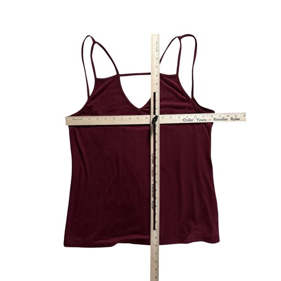 Womens Spaghetti Strap Tank Top S Maroon Low Back Lightweight Flowy Festival - Picture 3 of 6